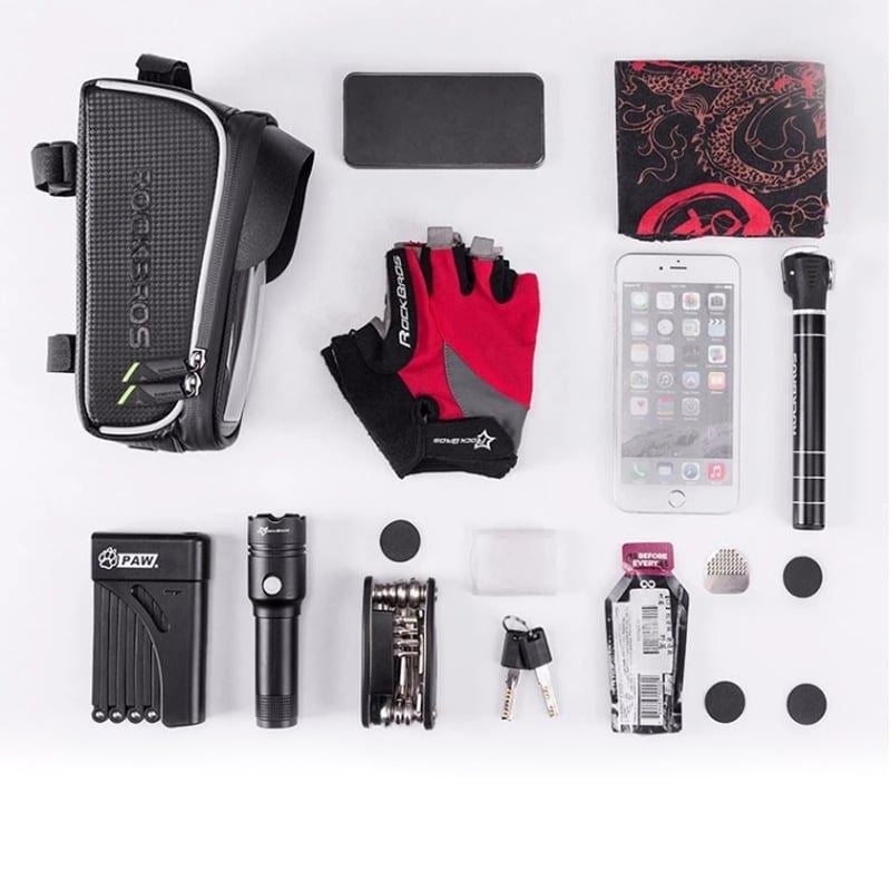 ROCKBROS Wasserdichte Handyhalterung mit Stauraum für Rahmen